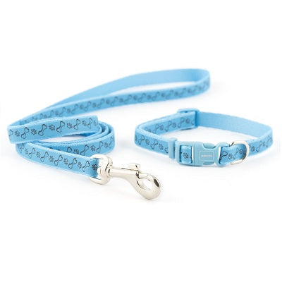 Ancol Small Bite PawBone Collar&Lead Blu