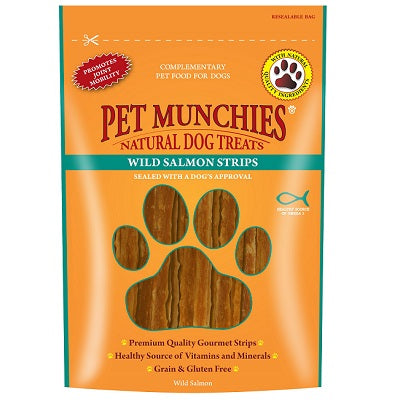 Pet Munchies Dog Treat Salm Strips 8x80g