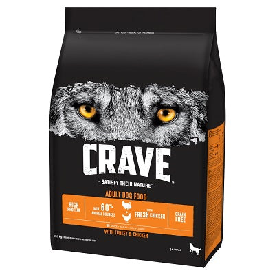 Crave Adult Dry Turkey & Chick 3x2.8kg