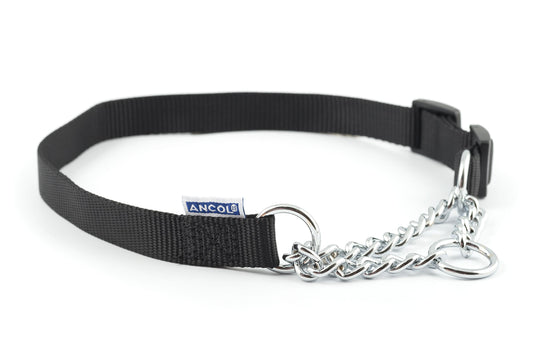 Ancol Nyl Chain Check Collar Black S4-7