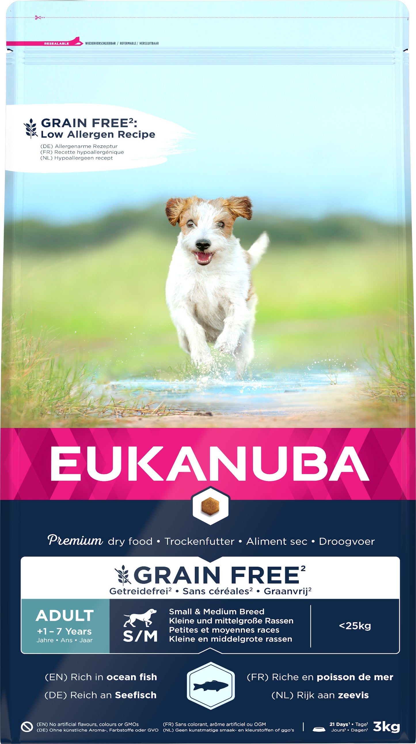 Eukanuba Grain Free Adult Sml/Med 3X3kg